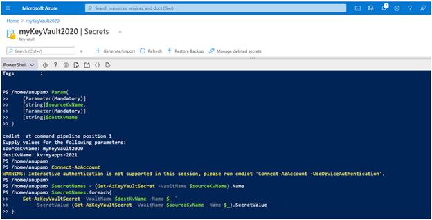 How To Copy All Secrets From One KeyVault To Another In Azure